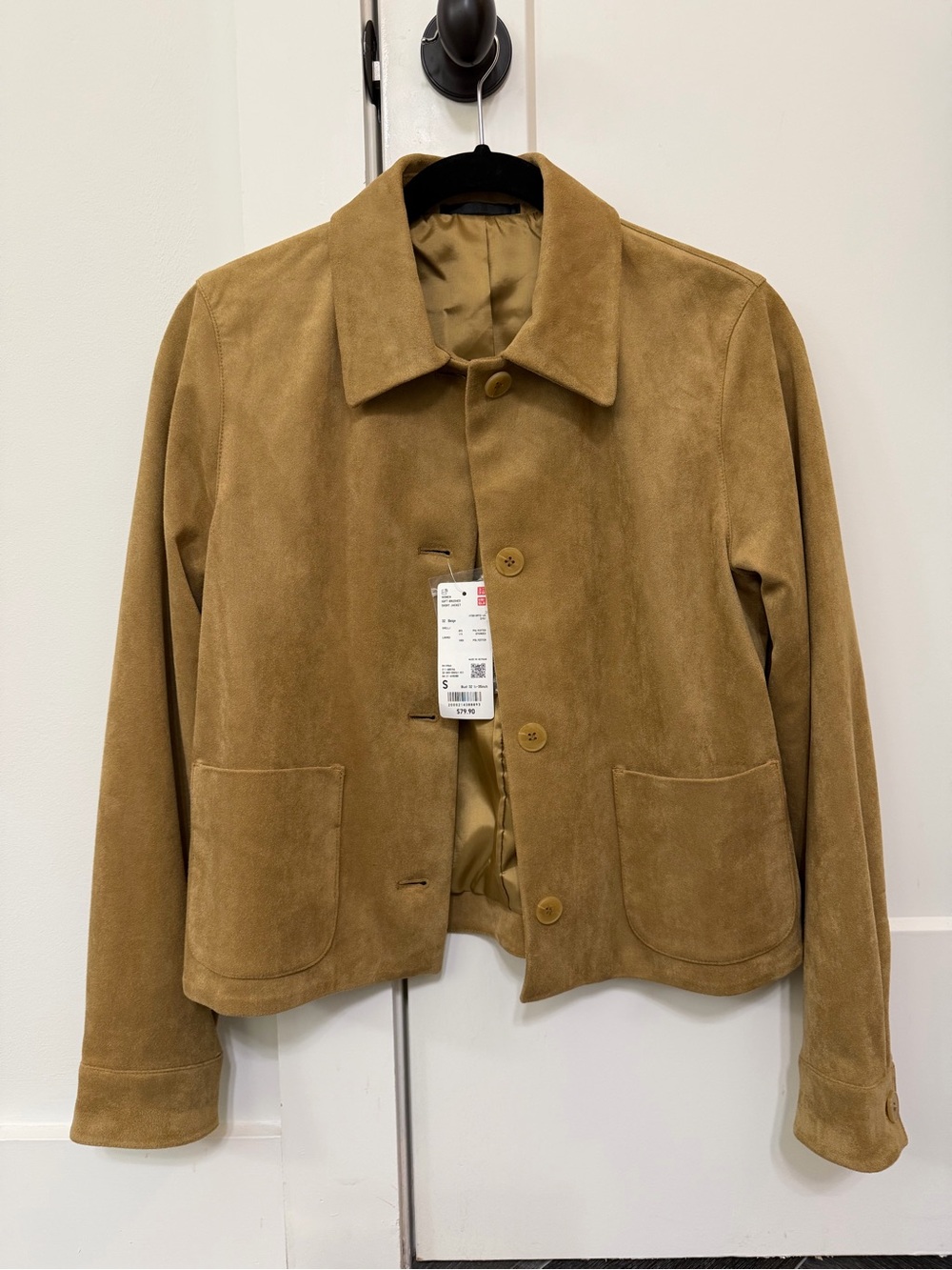 Women’s Faux Suede Button Jacket - Tan